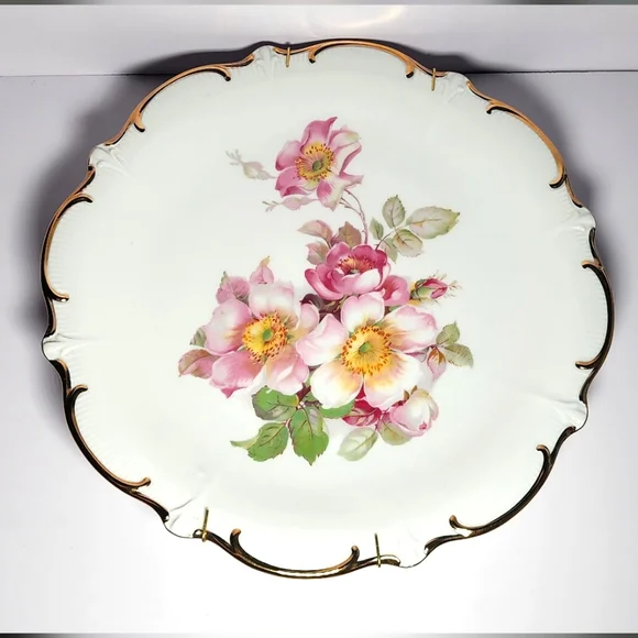 Schumann Arzberg Bavarian Gold Rim "Wild Rose" Decor Plate Collectible - Picture 2 of 4